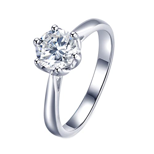 Alliance moissanite KnSam 6 griffes, le solitaire en argent idéal pour briller au quotidien.