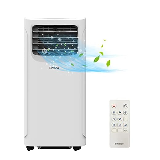 SHINCO 9000BTU Aire Acondicionado Portátil con Función 3 en 1, Aire acondicionado, Deshumidificador, Ventilador, Modo de suspensión, Para máximo de 22㎡, Temporizador de 24 horas, 2 Kits de Ventana