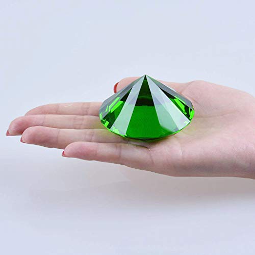 Image of Crystal Glass Diamond Shaped Decoration, Green 60mm Jewel Paperweight,Gift Decoration Idea for Christmas, Thanksgiving (Please Identify Our Brand YARR Store)