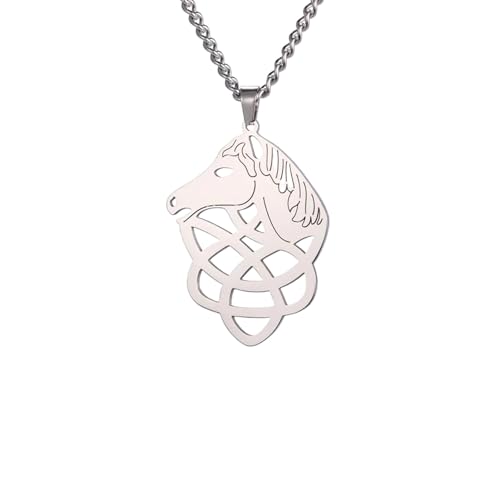 Amulette porte-bonheur et nœuds de sorcière irlandaise en pendentif équestre