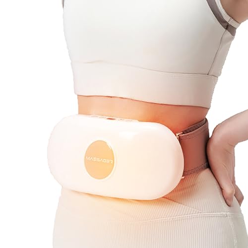 HKFGSHOP Masajeador Abdominal, Cinturón De Masaje con Compresas Calientes, 9 Niveles De Fuerza/4 Niveles De Compresas Calientes/6 Modos Ajustables, 30mm De Longitud De Balanceo, 2000mAh Recargable