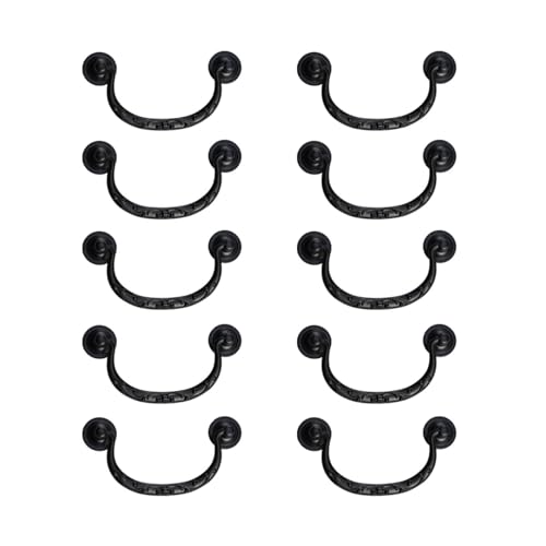 ZAANHA 10pcs 4.48 Inch Vintage Dresser Drawer Pull Handles Antique Gold/Black Kitchen Antique Drop Bail Pull Handles Metal Cabinet Pulls(Black)