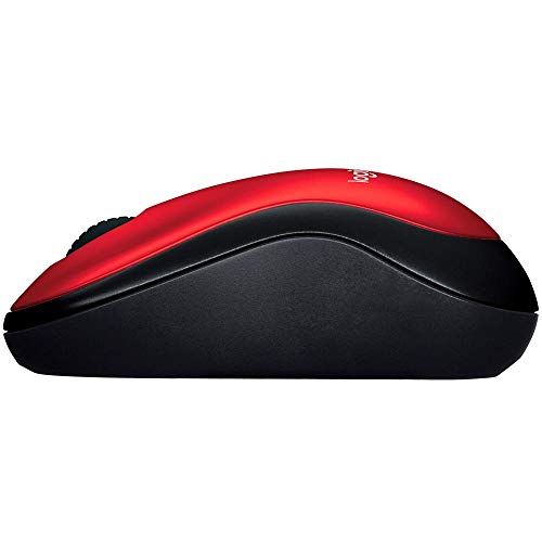 Mouse sem fio Logitech M185 com Design Ambidestro Compacto, Conexão USB e Pilha Inclusa - Vermelho
