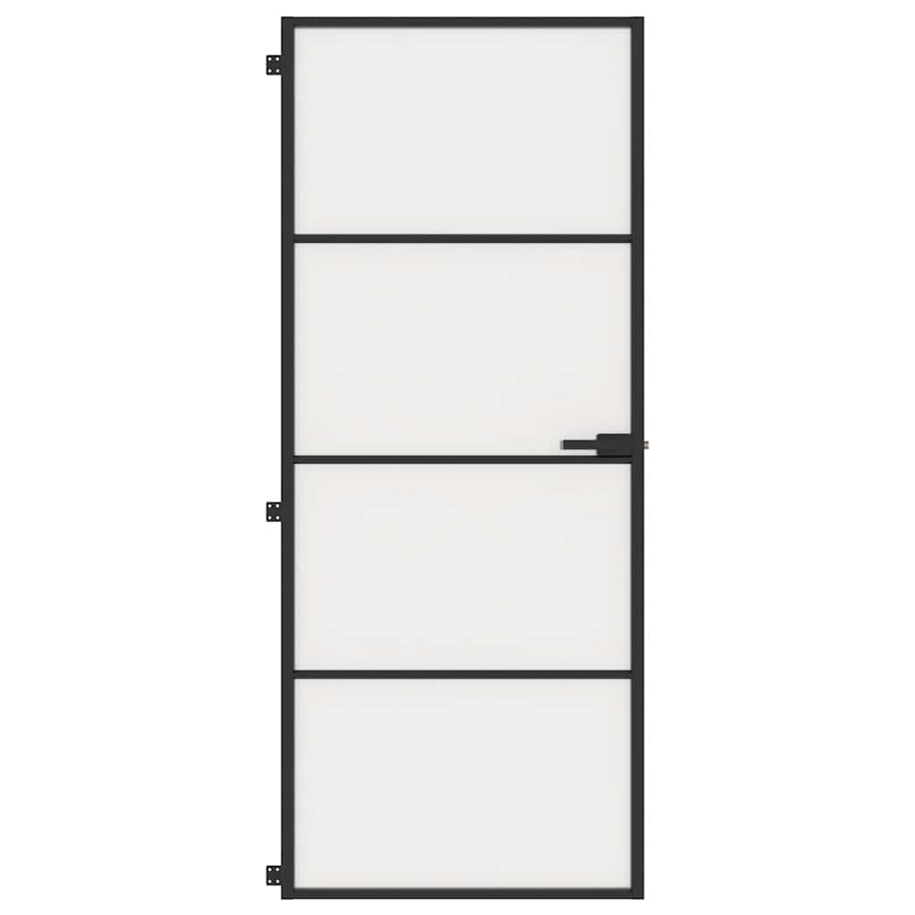 vidaXL Porta Interni Sottile Nera 83x201,5cm Vetro Temperato Alluminio