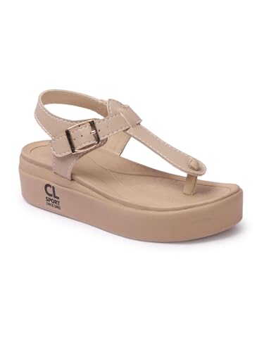 Image of Carlton London Women's Platform T-Strap Sandals, Modern Flatform Sandals for Summer, Casual & office use