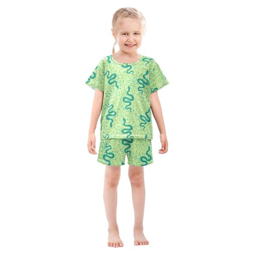 Pajama Sets Short Sleeve Snake Pattern Soft Cotton Summer Sleepwear 2 Piece PJS Size 5-14T4