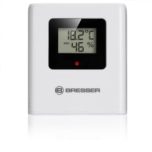 Bresser Thermo-Hygro-Funksensor LCD Anzeige Temperatur Luftfeuchtigkeit Zusatzsensor 80m Reichweite IP44 Wetterstation