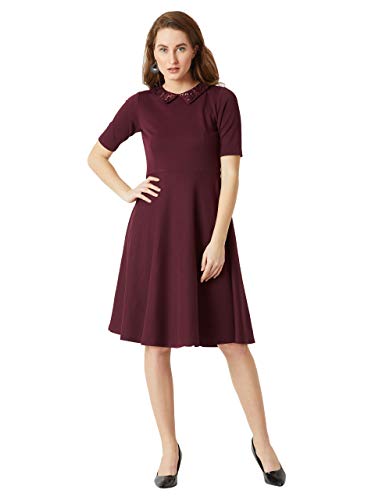 Image of Miss Chase Women's Round Neck Sleeveless Polyester Ruffled Knee- Length Dress