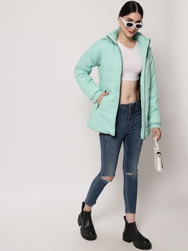 Image of KOTTY Women Nylon Full Sleeve Solid Long Length Puffer Jacket