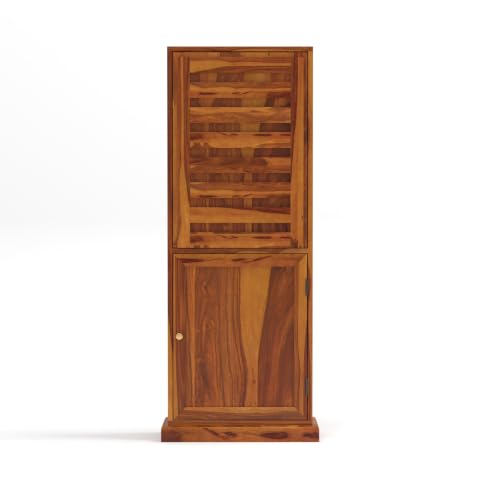 Image of Sheesham Wood Study Table with Bookshelf & Storage Cabinet | Space Saving Writing Desk for Home Office & Study Room (Honey Finish)