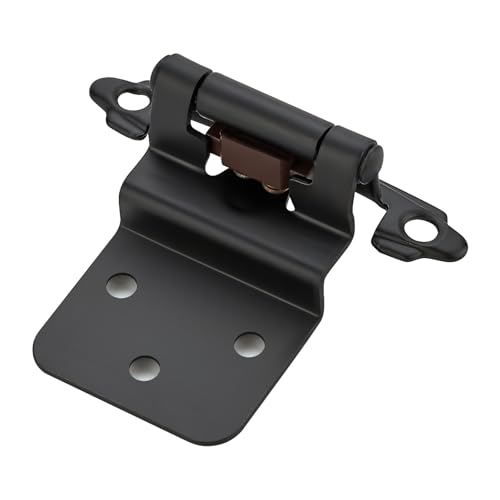 Home Expert 4 Pack (2 Pairs) 3/8 Inch Inset Cabinet Hinges Self-Closing Face Mount Hinges with Door Bumpers Matte Black for Kitchen Cabinets Bathroom Vanities Furniture Doors