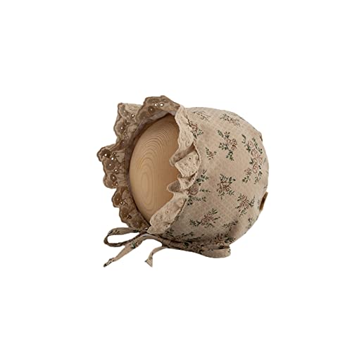 Baby Girl Lace Bonnet Eyelet Lace Christening Bonnet Cap Toddlers Beanie Breathable Cotton Bonnet Sun Hat (Khaki, One Size) #TOP18