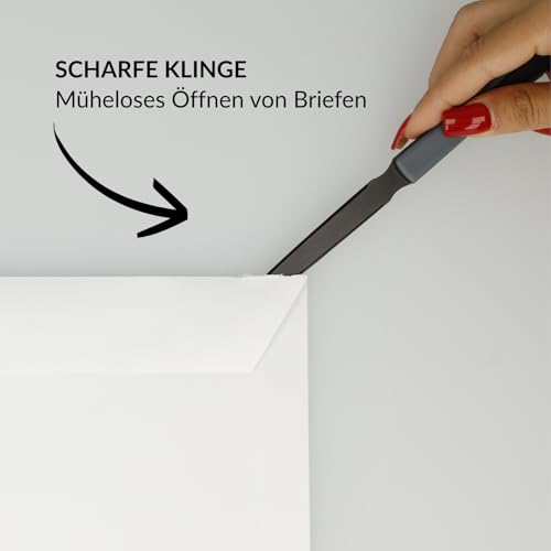 Westcott Brieföffner Softgrip | Premium Brieföffner mit schwarzer Klinge aus rostfreiem Edelstahl | ergonomischer Softgrip-Griff | öffnet Briefe leicht und sauber | für Haushalt und Büro | E-29701 00