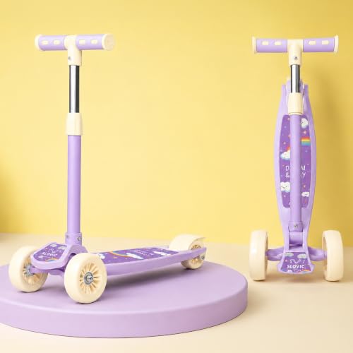 Image of Slovic Kick Scooter for Kids 3+ Years with Adjustable Handle Height [50 KG Capacity] | 3 Wheels Kids Scooter Toys | Foldable Kick Skating Cycle | Scooter Birthday Gift for Kids | BIS Approved| Purple