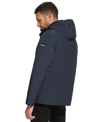 Image of Calvin Klein Men's Hooded Performance Soft Shell Jacket with Bib