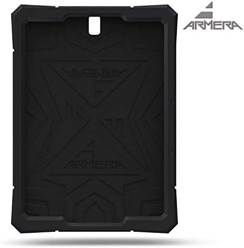 Armera Samsung Galaxy Tab S3 9.7 Case (SM-T820), High Impact Resistant Slim Heavy Duty Anti Slip Light Weight Kids Friendly Shockproof Protective Rugged Silicone Cover (Diamond - Black)