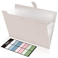 SKYDUE Fächermappe A4, Dokumentenmappe Mit 8 Fächer, Ordner A4/Aktenordner/Ordnungsmappe/Dokumententasche/Mappe Organizer Für Büro Hause Schule Dokumente(Beige)