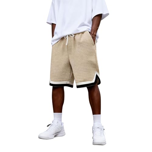 Baggy Jorts Men Basketball Big and Tall Waffle Drawstring Shorts with Pockets Summer Lightweight Track SweatShorts Lounge Short Pants Pantalones Cortos Deportivos y de Recreación para Hombre
