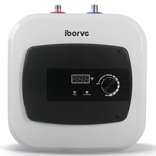 120V1500W Small Under Sink Tank 2.6 Gallon Water Heater Hot Storage,Instant Electric RV TR Trailer Kitchen Compact,Food Truck,2 PCs 16” Long 1/2”FIP Stainless Steel Hose (10L)