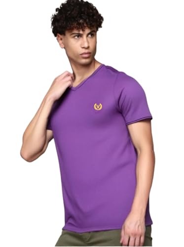 Image of Mack Jonney Regular Solid Cotton Blend V Neck T Shirt for Men