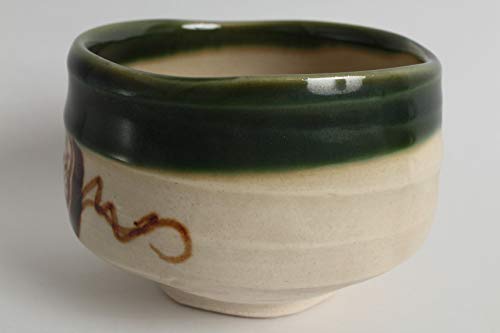 Mino ware Japanese Pottery Tea Ceremony Matcha Bowl Oribe Green & Ocher made in Japan (Japan Import) RST022