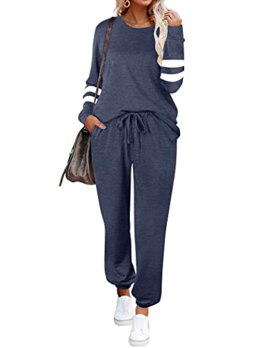 Image of Ekouaer Sweatsuits Womens Loungewear Set Tracksuit Long Sleeve Pajamas Set with Pockets 2 Piece Outfits Lounge Sets