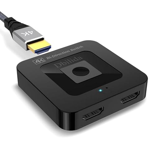 Dbilida HDMI Switch Splitter 4K@60Hz, Bi-Directional HDMI 2.0 Switcher 2 in 1 Out, HDMI Splitter 1 in 2 Out Support 4K 3D HDR for Xbox PS5/4/3 Blu-Ray Player Fire Stick Roku Cover