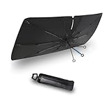 サンシェード 車 フロント【2025改良式曲がる中棒・強化十本骨】車用サンシェード ガラス繊維製傘骨 傘型 バックミラー開き口設計 遮光遮熱 UVカット カー用品 フロントサンシェード カーサンシェード遮光 傘骨先端は折り曲げ可能 暑さ対策 内装劣化防止 車中泊 露天駐車 日焼け対策 擦り傷防止 収納ポーチ付き