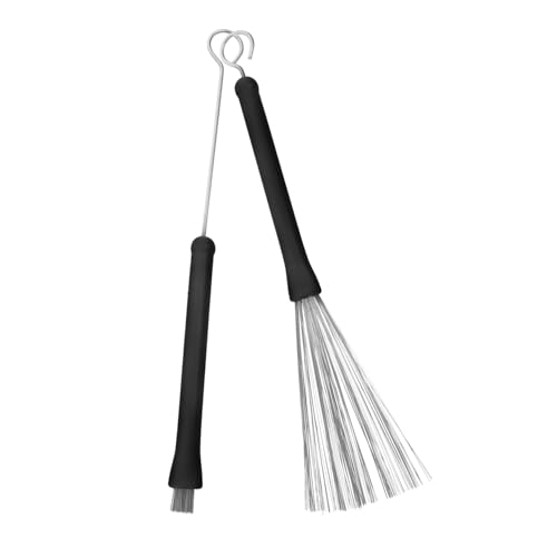 BESPORTBLE 2 piezas Baquetas Retráctiles de Alambre de Acero para Batería con extremos de goma Duraderas para toque de volumen bajo Diseño de loop fácil de usar para bateristas miniatura 1