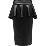 【Confort】: doux pour la peau, coupe douce et confortable, pour femme, en PVC, effet mouillé en similicuir, jupe midi moulante péplum, pour vous garder à la mode et confortable, belle apparence et se porte bien. Jupe mi-longue en PVC effet mouillé pour femme pour un ajustement confortable. Matériau de haute qualité, doux et confortable, jupe longueur genou.