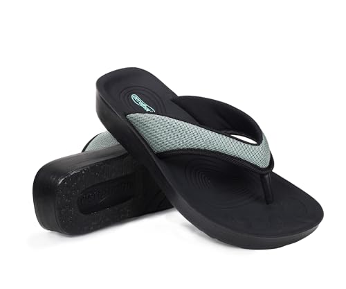 Image of AEROTHOTIC Comfy Arch Support flip flops for women Split Toe Stylish Cushioned Strap with non-slip footbed Walking Dressy Sandals Indoor and Outdoor