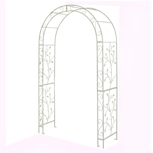 JCVCVV W120/150cm (3.9/4.9ft) Heavy Arche, Vintage Wrought Iron Arbors, Wedding Arch Indoor Outdoor Garden Patio Bridal Party Decoration(White,150 * 220cm/4.9 * 7.2ft)