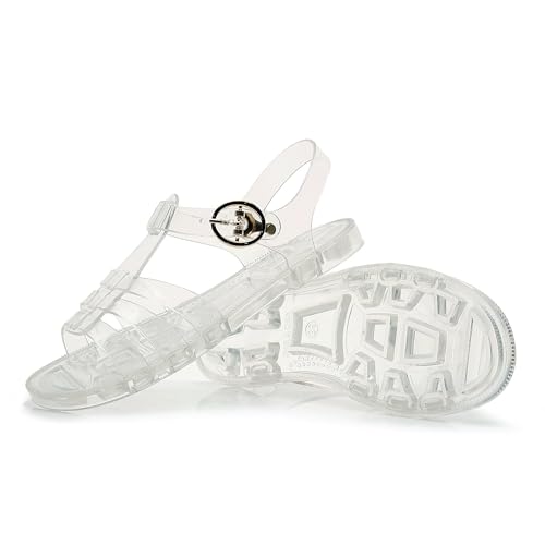 Image of Toddler Sandals Jelly Shoes Girls Unisex Boy Flat Retro Slides Clear Kids Water Slippers Slingback Summer Beach Size 8 Adjustable Buckle Glitter Dress Soft