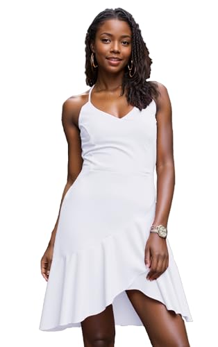 Image of Womens Sexy Sleeveless Bodycon Mini Dress Summer Casual Straps Short Ruffle Dresses Beach Party Club Homecoming