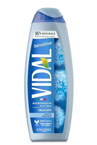 Vidal - Bagnoschiuma Sensitive, Formula Delicata, Arricchito con Talco Liquido, Dermatologicamente Testato, 500ml
