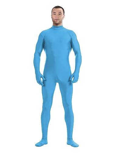 Aniler Mens and Womens Spandex Zentai Suit Adult Without Hood Full Body Costume Stretch Bodysuit (XX-Large Sky Blue)