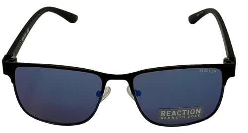 Kenneth Cole Reaction Mens Black Metal Rectangle Sunglass KC1413 1B2