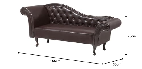 Image of Velvet Modern Chesterfield Chaise Lounge Couch 166 X 63 X 76 for Your Loving Space (Coffee Brown Leather, Standard)