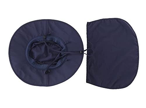 Home Prefer Upf50+ Mens Sun Hat Wide Brim Sun Protection Hat Summer Fishing Hat With Neck Flap Navy Blue #TOP3