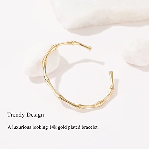 Gold Plated Bangle Bracelets for Women Adjustable Charm Bracelets Cute Bamboo Design Gold Bracelet for Women4