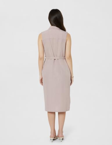 Image of Amazon Brand - Symbol Women's Sleeveless Shirt Dress | Belted Waist, Collared Neck, Knee Length (Available in Plus Sizes)