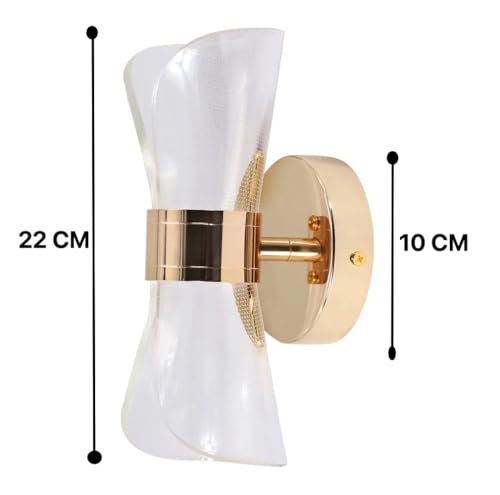 Image of Groeien 12W | 3 Color LED Nordic Sconce Golden Mesh Transparent Indoor Home Acrylic Wall Lamp for Bedroom Living Room Corridor Lighting Fixtures Wall Mount(Warm+Natural+Coolwhite)