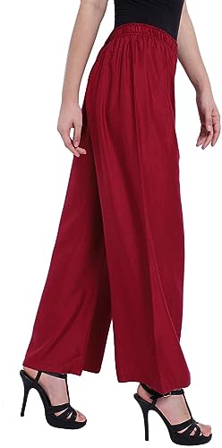 Image of Fancy Star Women Super-Combed Cotton and Rayon Solid Full Length Regular Palazzo