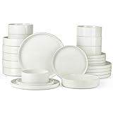 Photo Gallery onader set di stoviglie in ceramica per 6 piatti e ciotole in gres, 24 pezzi, stoviglie da cucina con ciotola per pasta, colore bianco nuvola Photo Gallery onader set di stoviglie in ceramica per 6 piatti e ciotole in gres, 24 pezzi, stoviglie da cucina con ciotola per pasta, colore bianco nuvola