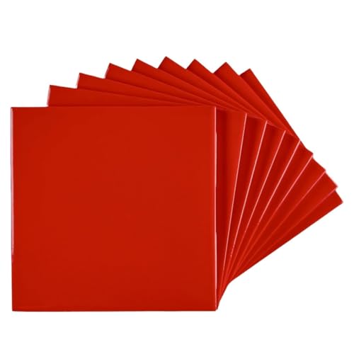 Ideal Tile Kitchen & Bath Design Center: Stunning Tiles for Every Space 1 Tenedos 4 1/4 inch Gloss Ceramic Tile – Box of 10, Ideal for Bathroom Wall & Kitchen Backsplash, Classic Square Shape, Easy to Install, Glossy Finish – Red
