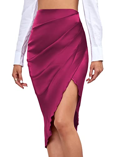 Amazon.com: LYANER Women's Satin Skily Asymmetrical Split