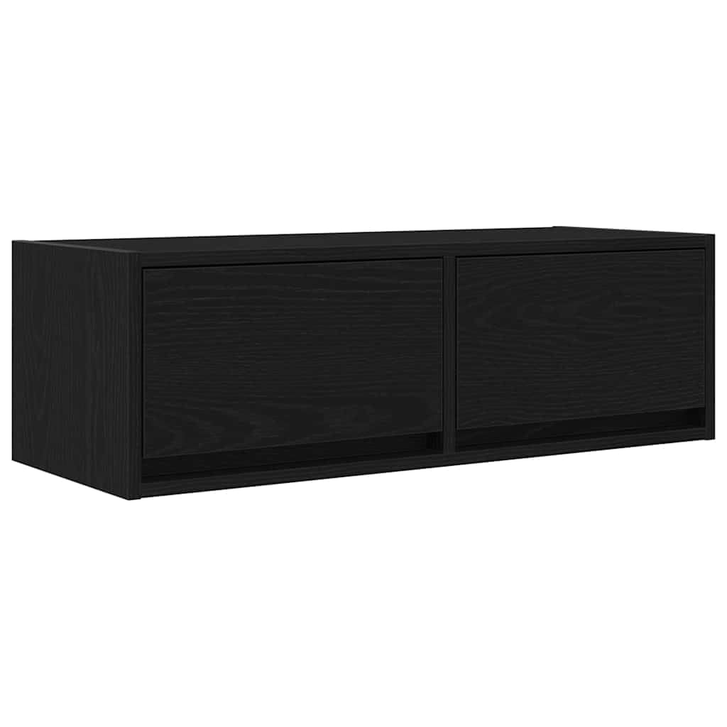 Szafki pod telewizor 2 szt. czarny wygląd dębu, 80 x 31 x 25,5 cm regał wiszący, materiał drewnopochodny, do salonu, sypialni, centrum medialne