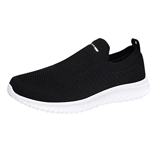 Woaikeyu hombres zapatillas moda verano hombres zapatillas malla mosca tejido ligero cómodo casual plano inferior, blanco, 40 EU
