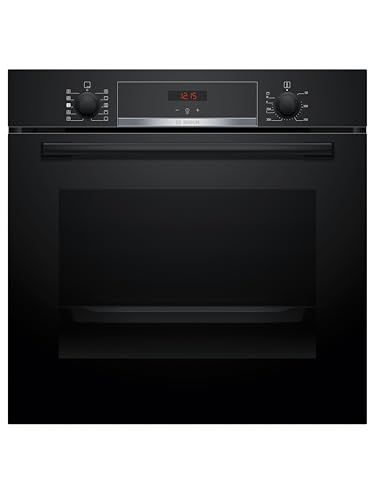 Bosch, Series 4, HQA534BB3B, 60cm Built-in Single Oven with Added Steam function and Hotair Steam, Red LED display, 3D Hotair and Eco Clean Direct in Black
