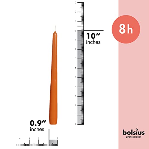 Bolsius Orange Taper Candles - 4 Pack Unscented 10 Inch Dinner Candle Set - 8 Hours Burn Time - Premium European Quality - Smokeless And Dripless Household Wedding, Party, And Home Decor Candlesticks #TOP1